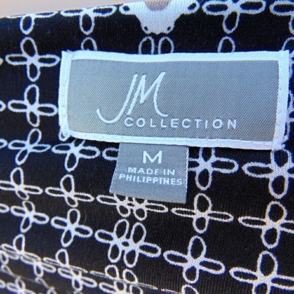 EUC JM COLLECTION Blue, Black & White Abstract Designed Short Sleeve Tunic - Picture 9 of 10